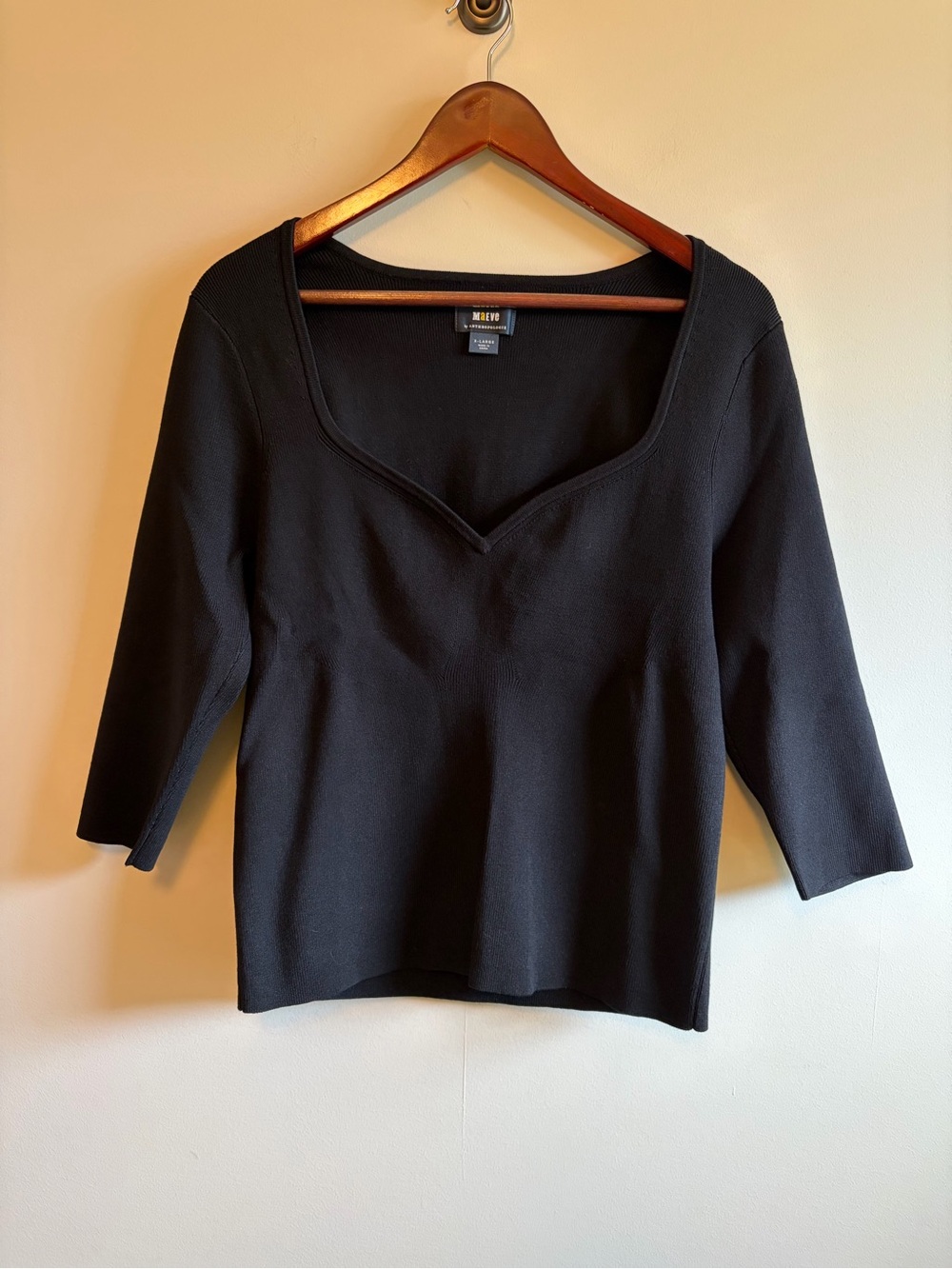 Maeve Black V-Neck Knit Sweater Top